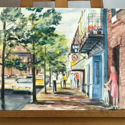 D - 189 Jean Ranney Smith Original Watercolor Paintings “Downtown” “Hellyer Court”