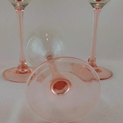 3 Pink Stemware Glasses