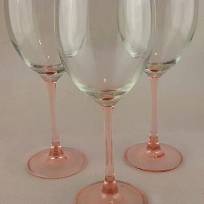 3 Pink Stemware Glasses