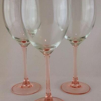 3 Pink Stemware Glasses