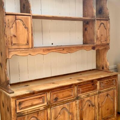 Antique Restored Pine Cabinet Hutch Media Console TOP ONLY 52â€ x 66â€ x 15â€