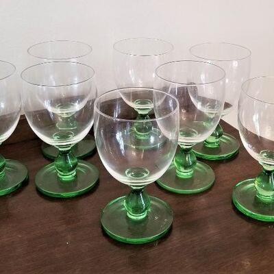 Lot #209  Set of 8 Drinking Goblets - green base