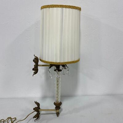 .52. Brass & Crystal Wall Sconce with Shade