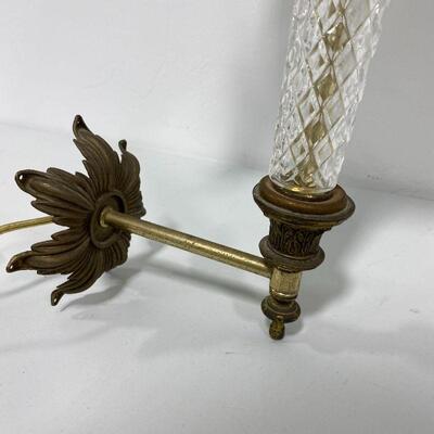 .52. Brass & Crystal Wall Sconce with Shade