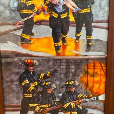 Bradford exchange heroes firefighter NYC framed plates 