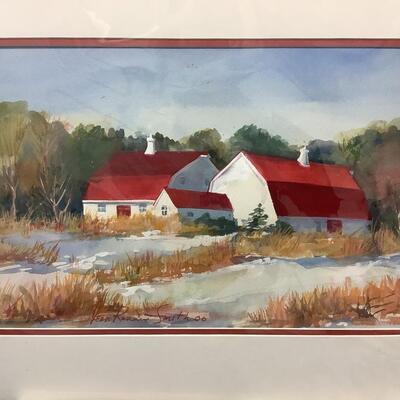 E - 194 Jean Ranney Smith Original Watercolor Paintings â€œRed Roofs On Oxford Rd.â€ 2006