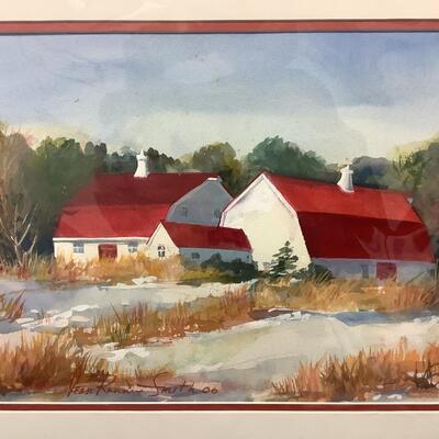 E - 194 Jean Ranney Smith Original Watercolor Paintings â€œRed Roofs On Oxford Rd.â€ 2006