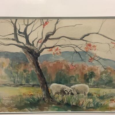 E - 199 Jean Ranney Smith Original Watercolor Paintings â€œTwo Sheepâ€ 1997