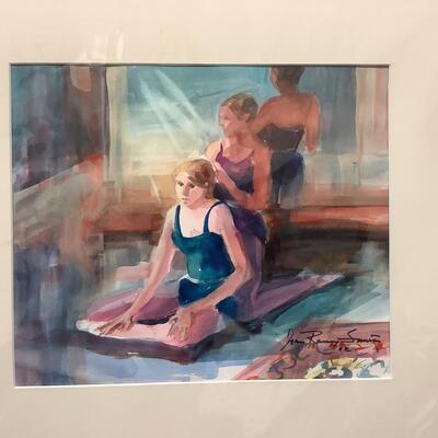 E - 376 Signed, Jean Ranney Smith Original Watercolor Paintings  “Dancers Getting Ready “