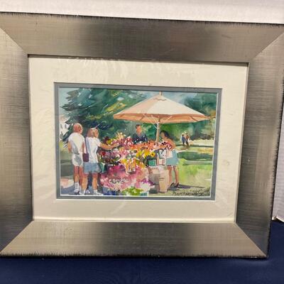 E - 202 Jean Ranney Smith Original Watercolor Painting “Buying Flowers”