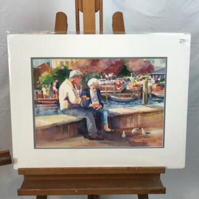 D - 203 Jean Ranney Smith Original Watercolor Painting â€œLunch On The Dockâ€