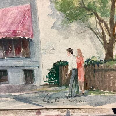 E - 210 Jean Ranney Smith Original Watercolor Paintings “Downtown Shopping “