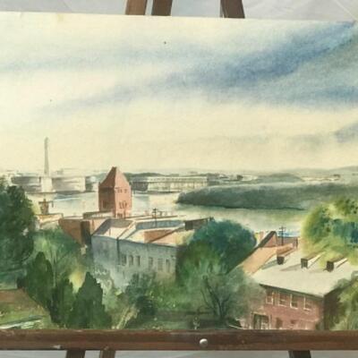 D - 213 Jean Ranney Smith Original Watercolor Paintings “Rooftop View” “Home in the City”