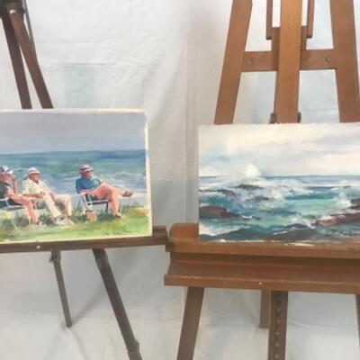 D - 215 Jean Ranney Smith Original Watercolor Paintings “Relaxing With Friends” “Ocean View”
