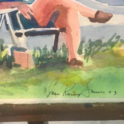 D - 215 Jean Ranney Smith Original Watercolor Paintings â€œRelaxing With Friendsâ€ â€œOcean Viewâ€