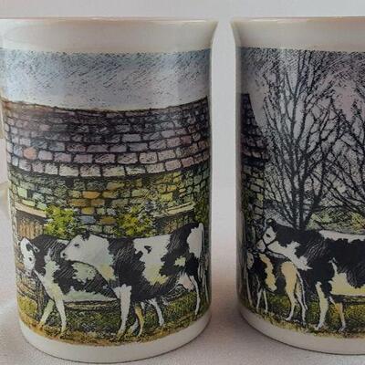 2 Scottish Stoneware Mugs with a Jack Dadd Cow Design 