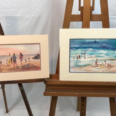D - 217 Jean Ranney Smith Original Watercolor Paintings â€œFun In The Oceanâ€ â€œA Day At The Beachâ€