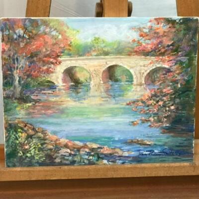 E - 218 Jean Ranney Smith Original Oil on Canvas Paintings â€œFly Fishingâ€ â€œBurnsides Bridge