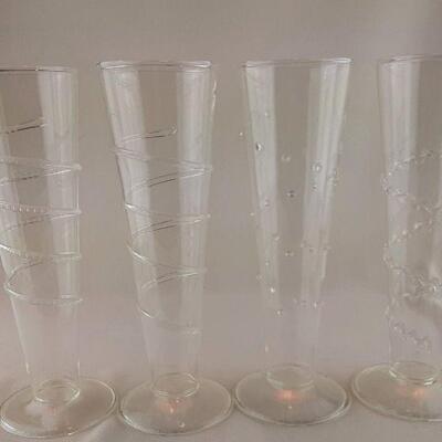 4 Blown Glass Flutes