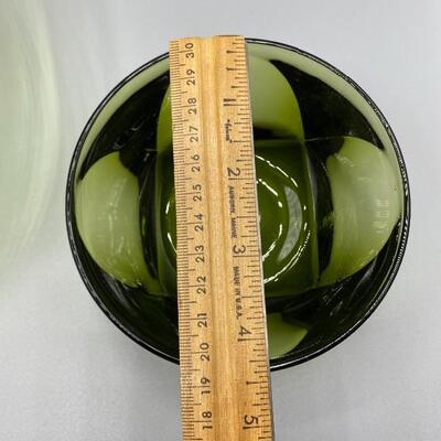 Olive Green Serving Bowl and Dip Bowl