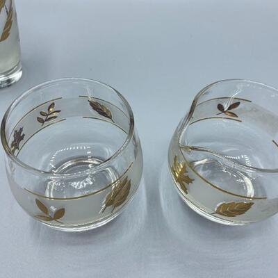 Libbey Gold Leaves Frosted Glassware 