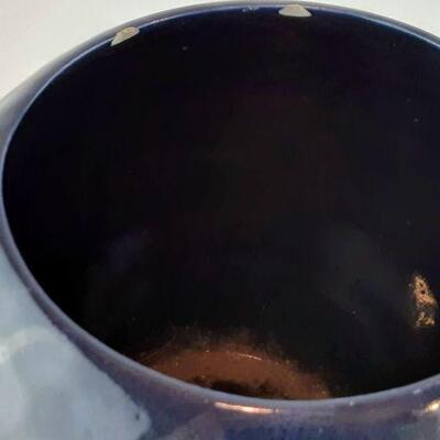 Large Blue Ceramic Globe Planter