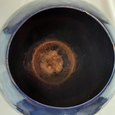 Large Blue Ceramic Globe Planter