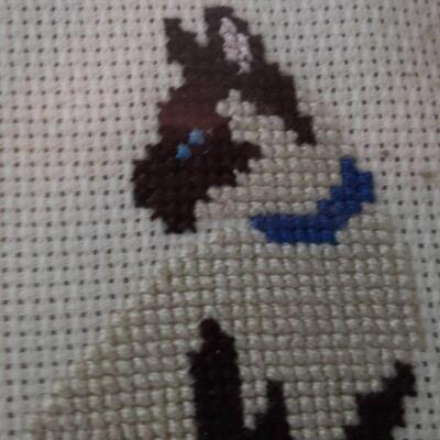 Framed Cross-stitch Siamese Cat 