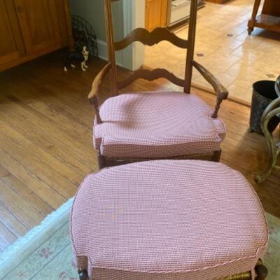 403: Cherry French Country Living Fireside Chair with Ottoman 