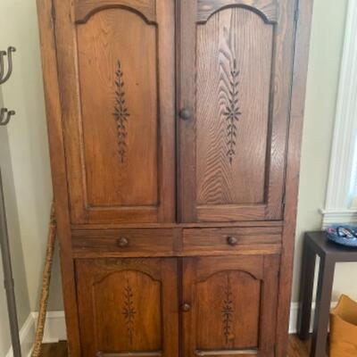 408: Antique Oak Pie Cabinet / Safe 