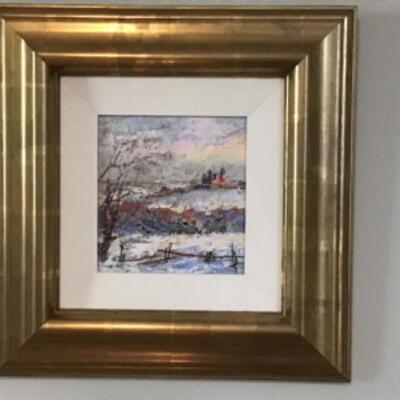 413: Original Ukrainian Oil  Snow Country Scene Painting 