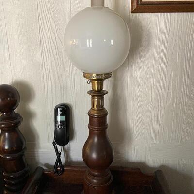 Set of Wood Pillar Globe Lamps
