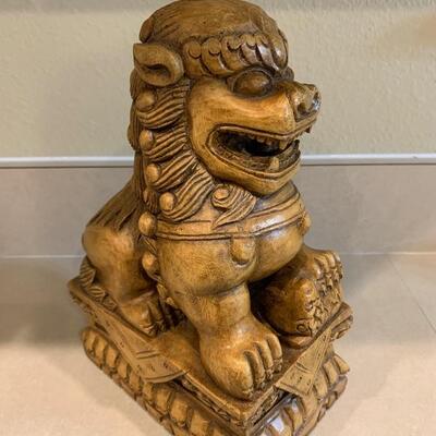 Vintage Hand Carved Antique Foo Dog Lion