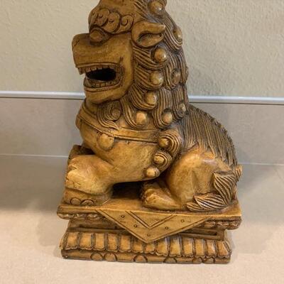 Vintage Hand Carved Antique Foo Dog Lion