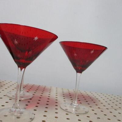 Lot 68 - Art Deco Red Glass Ice Bucket & Glass