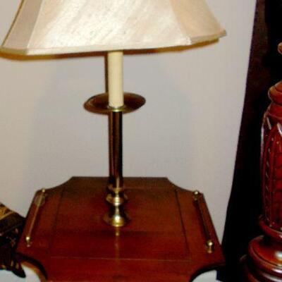 Brass and Cherry Lamp Table