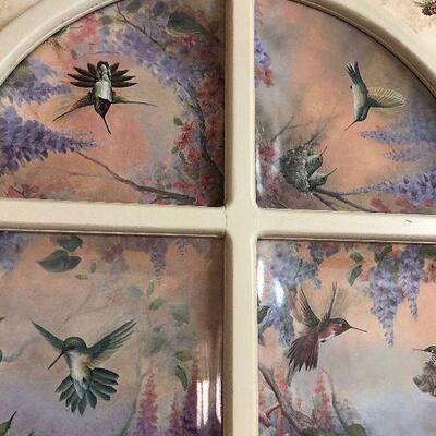 #63  Collection of Humming Bird Plates in display frame. 