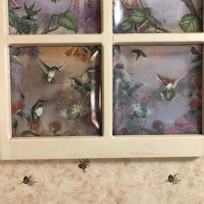 #63  Collection of Humming Bird Plates in display frame. 