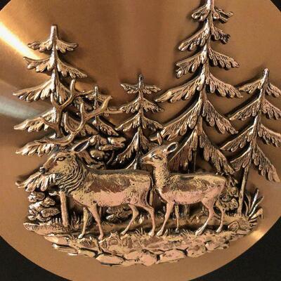 #73 2 Vintage Coppertone Elk Plaques 