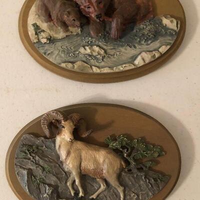 #184 Big Horn Sheep and Grizzly Bear Wall Plaque by AVON