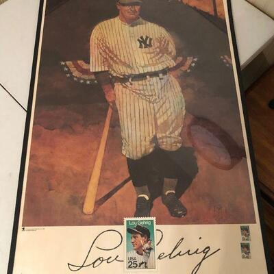 #217 Lou Gehrig Commemorative Stamp Poster 