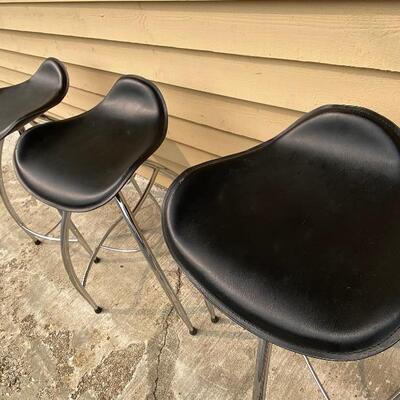 3 metal and leather barstools