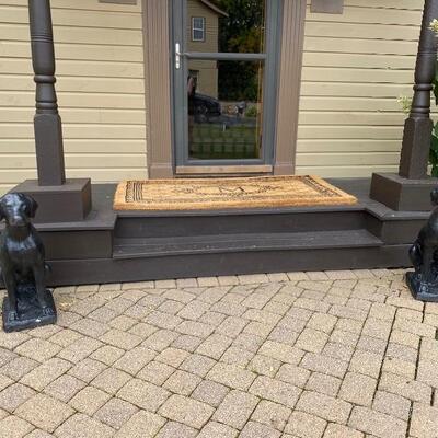 2 Solid stone Labrador statues