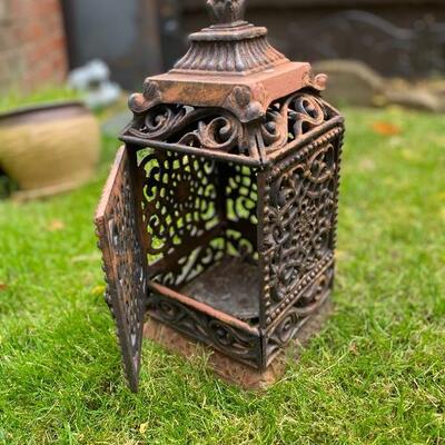 3 antique metal Indonesian candle holders