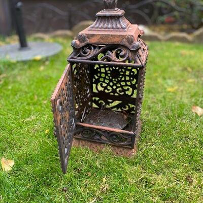 3 antique metal Indonesian candle holders