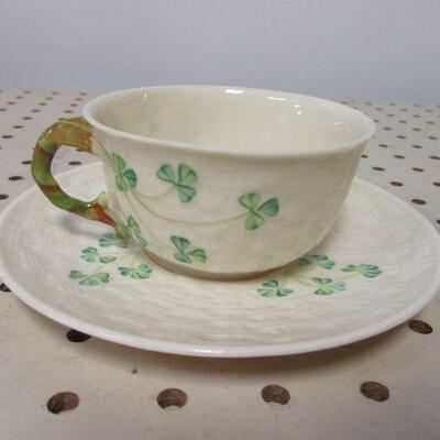Lot 80 - Irish Belleek Shamrock Cup & Saucer 