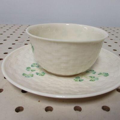 Lot 80 - Irish Belleek Shamrock Cup & Saucer 