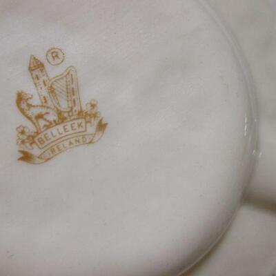 Lot 85 - Irish Belleek Shamrock Ashtray & Vase