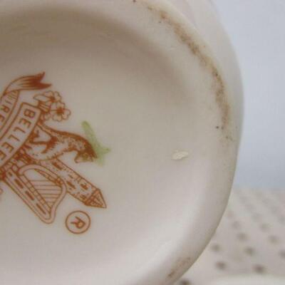 Lot 85 - Irish Belleek Shamrock Ashtray & Vase