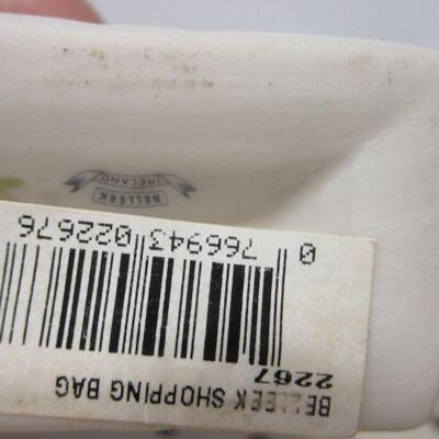 Lot 86 - Irish Belleek Shamrock Shopping Bag & Vase